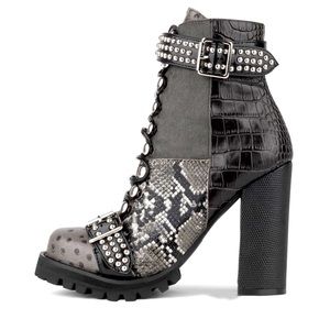 Jeffrey Campbell Lilith 2 Snakeskin Laced Boots